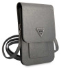 Guess PU Saffiano Triangle Logo Phone Bag, Grey