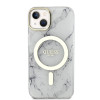 Guess IML Marble MagSafe kryt iPhone 13, White