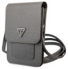 Guess PU Saffiano Triangle Logo Phone Bag, Grey