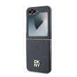 DKNY Smooth Leather Stack Logo Galaxy Flip6, Black