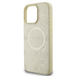 Guess Saffiano Peony MagSafe iPhone 16 Pro Gold