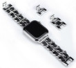 Worryfree Metal&Leather Apple 42/44/45mm,Silver/Bl