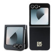 DKNY Smooth Leather Stack Logo Galaxy Flip6, Black