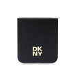 DKNY Smooth Leather Stack Logo Galaxy Flip6, Black