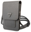 Guess PU Saffiano Triangle Logo Phone Bag, Grey