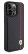 Ferrari PU Leather Carbon Red Line iPh. 15 Pro Max