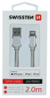 SWISSTEN datový kabel USB/Lightning MFi, 2m, stříb