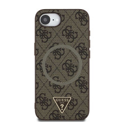 Guess PU 4G Triangle Logo MagSafe iPhone 16e,Brown