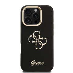 Guess 4G Logo Stand Camera Frame iPhone 16 Pro, Bl