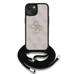 Guess PU 4G Metal Logo Crossbody iPhone 15, Pink
