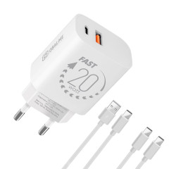 OBAL:ME nabíječka USB-A + USB-C 20W + 2x kabel 1m
