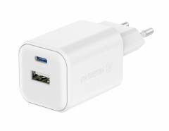 SWISSTEN GaN nabíječka USB-C 45W + USB-A 18W bílá