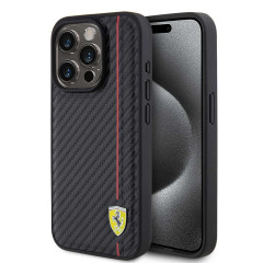 Ferrari PU Leather Carbon Red Line iPhone 15 Pro