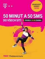 TWIST 50 min. + 50 SMS do všech sítí, kredit 100,-