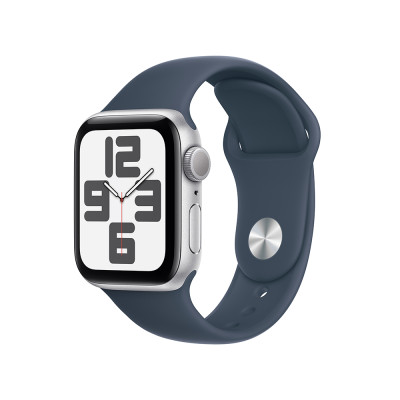 Apple Watch SE 44mm Silver, Blue Sport Band, S/M