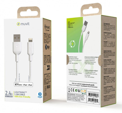 MUVIT For Change USB A to Lightning MFI cable 1.2m