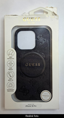 Guess Saffiano Peony MagSafe iPhone 16 Pro Black