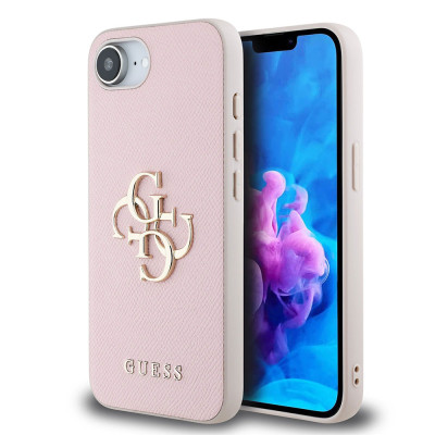Guess PU Grained 4G Metal Logo iPhone 16e, Pink
