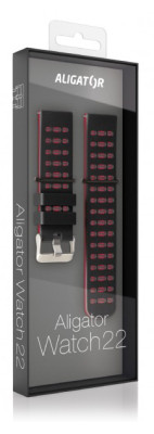 Aligator Watch Straps 22 silikon DUAL řemínek, RED