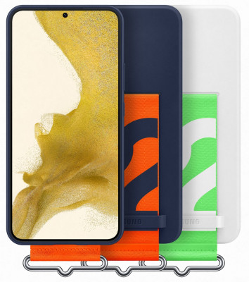 Samsung Silicone Cover with Strap S22+, White