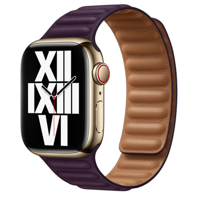 Apple 41mm Dark Cherry Leather Link - S/M