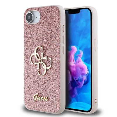 Guess PU Fixed Glitter 4G Logo iPhone 16e, Pink