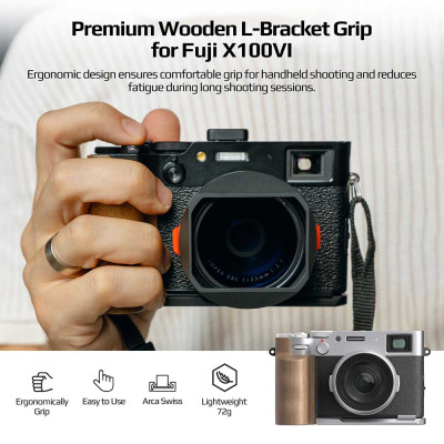 FREEWELL Fuji X100VI L Bracket Prem Grip(Silver)