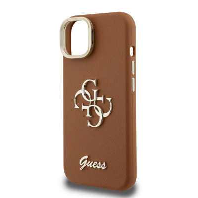 Guess 4G Logo Stand Camera Frame iPhone 15, Brown