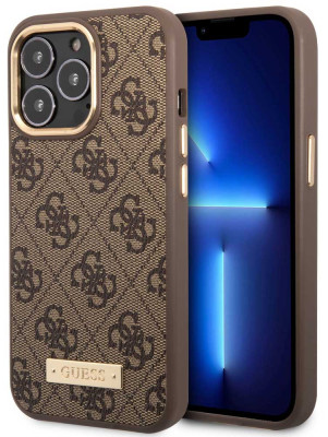 Guess PU 4G MagSafe Case iPhone 14 Pro, Brown