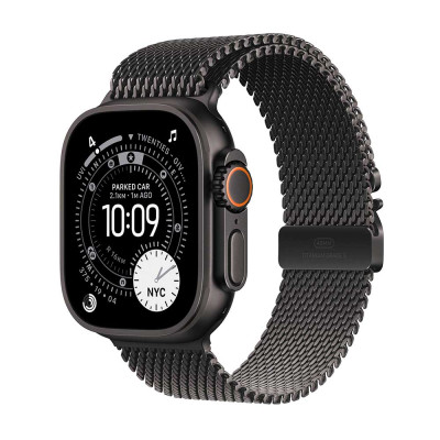 Apple Watch Ultra 3 GPS + Cellular Black Titanium Case with Black Titanium Milanese Loop - Large