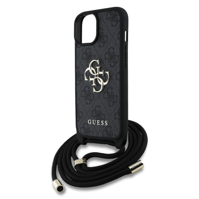 Guess PU 4G Metal Logo Crossbody iPhone 15, Black