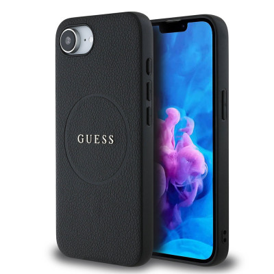 Guess Grained Classic Logo MagSafe iPhone 16e BLK