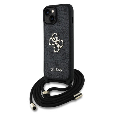 Guess PU 4G Metal Logo Crossbody iPhone 15, Black
