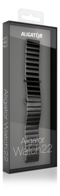 Aligator Watch Straps 22 kovový řemínek, Black