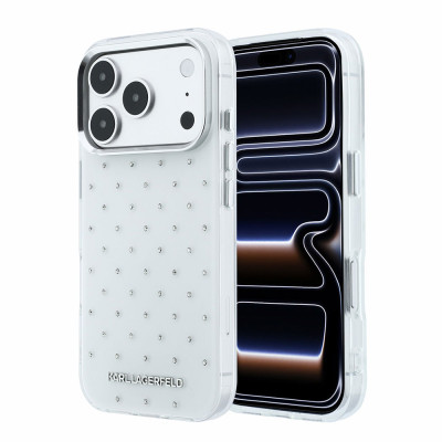 Karl Lagerfeld Rhinestones iPhone 18 Pro Max,White