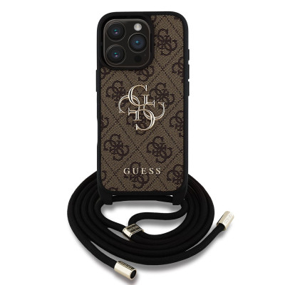 Guess PU 4G Metal L. Crossbody iPhone 16 Pro,Brown