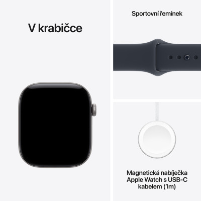 Apple Watch Series 12 Cellular 42mm Silver Grey, Navy Blue Sport Band, M/L