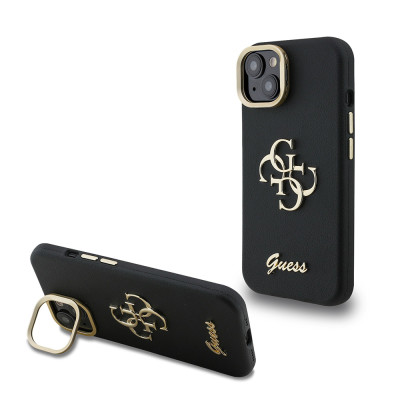 Guess 4G Logo Stand Camera Frame iPhone 15, Black