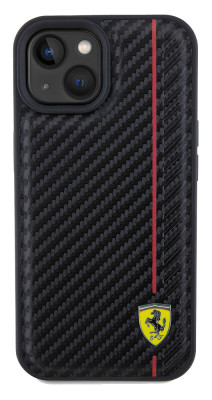 Ferrari PU Leather Carbon Red Line kryt iPhone 15