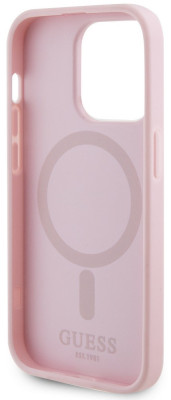 Guess Saffiano MagSafe kryt iPhone 15 Pro, Pink