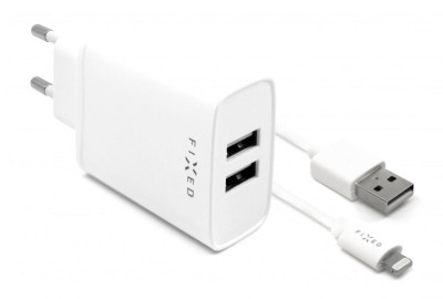 FIXED nabíječ 2xUSB Apple lightning s MFI, White