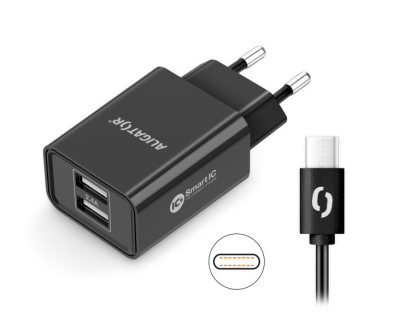 Aligator DC adaptér USB-C smart IC s 2xUSB 2,4A