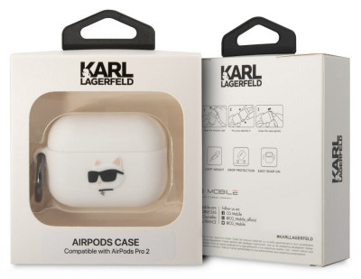 Karl Lagerfeld 3D Logo Choupette Airpods Pro2, WHT