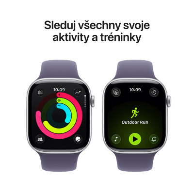 Apple Watch Series 11 GPS + Cellular 46mm Silver Aluminium Case with Purple Fog Sport Band - S/M