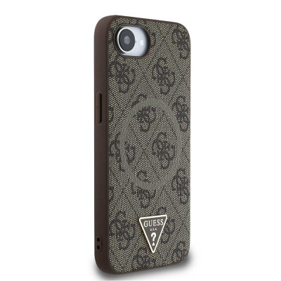 Guess PU 4G Triangle Logo MagSafe iPhone 16e,Brown