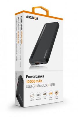 Aligator Powerbanka PBAL1050BK, 10 000mAh PD 20W