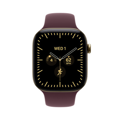 Apple Watch Series 12 Cellular 42mm Radiant Gold Titanium, Burgundy Sport Band, M/L