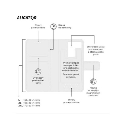 Aligator UNIVERSE pouzdro koženka vel. L,Pink/Gold