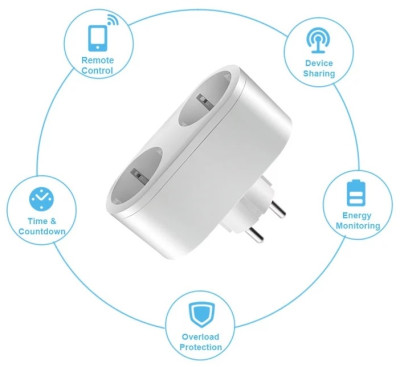 Chytrá wifi zásuvka 230V pro 2 zařízení