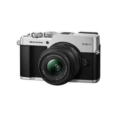 OM SYSTEM PEN body silver Zuiko 14-42mm black